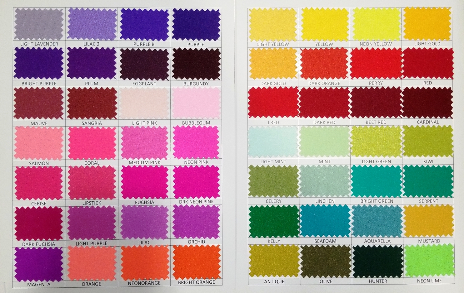 Available colors